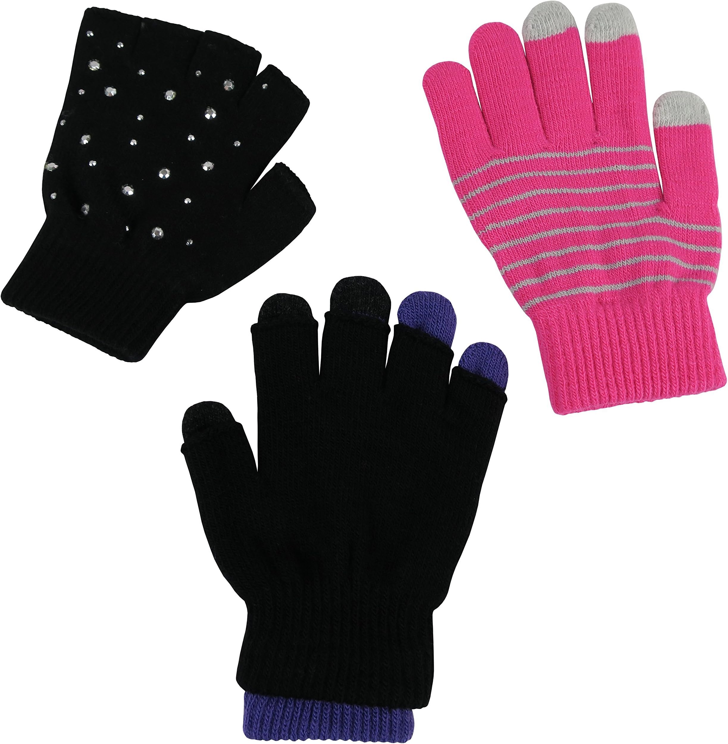 Boys Girls Magic Stretch Gloves 3 Pair Pack Assortment