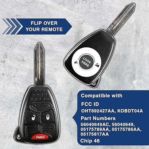 Miniatura 4 de KeylessOption Llavero de coche con control remoto de entrada sin llave para OHT692427AA KOBDT04A paquete de 2