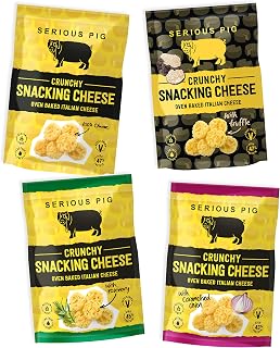 SERIOUS PIG - Crunchy Snacking Cheese Snacks, Keto Friendly, High Protein, Low Carb, Gluten Free, Vegetarian, Pub Snacks, Made from 100% Real Italian Cheese (Variety) (12 x 24g)