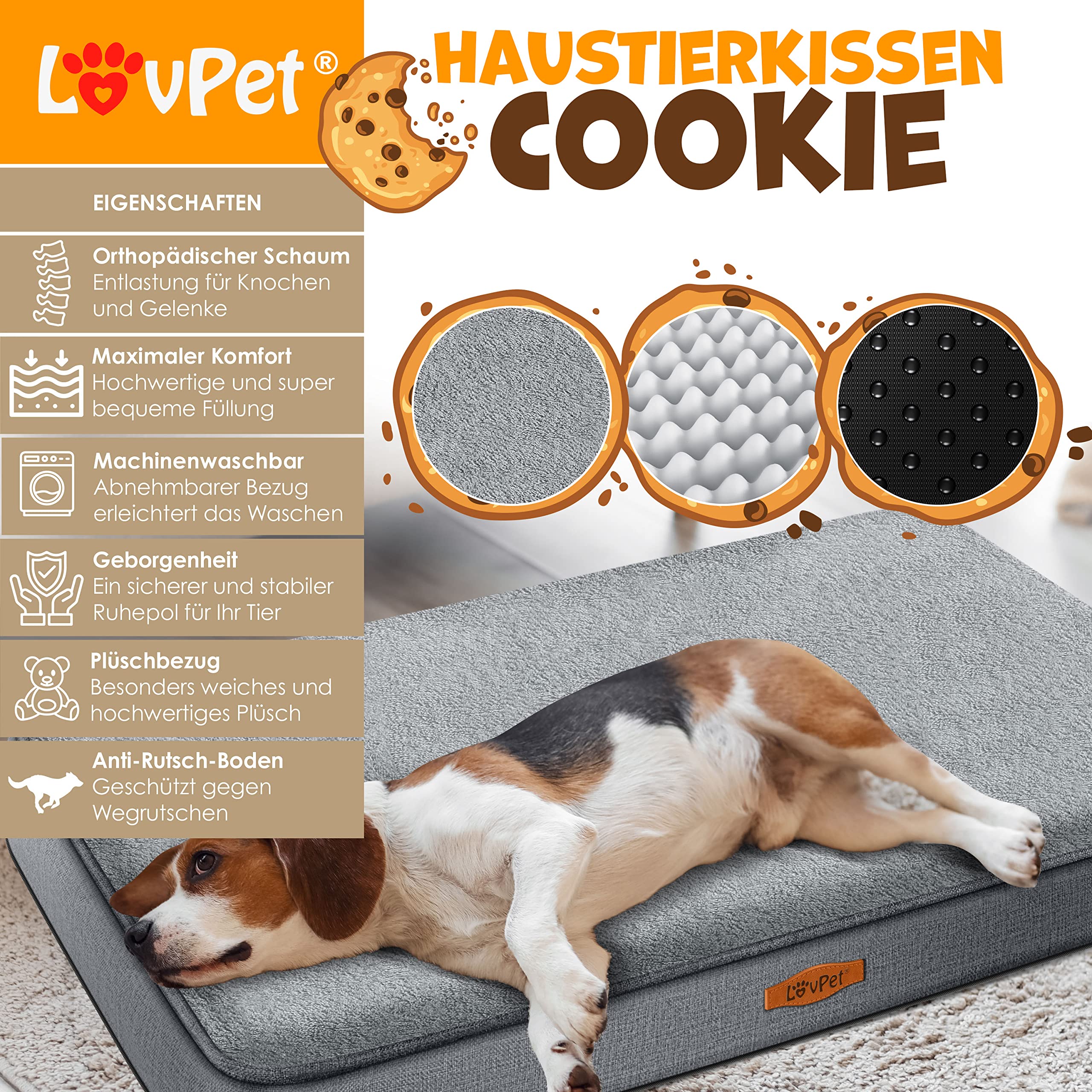 Lovpet® Orthopedisch hondenbed, hondenkussen, relax, incl. voerbak 3