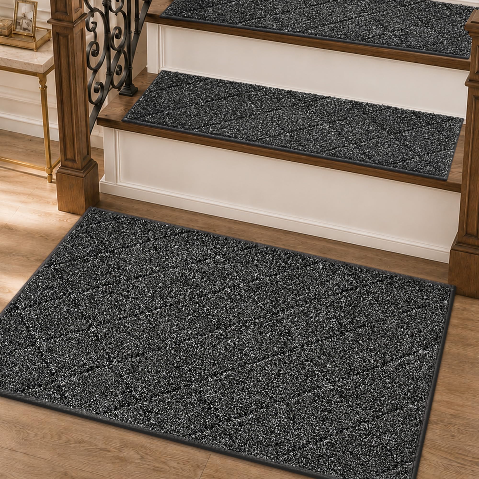 COSY HOMEER Stair Landing Rug Non-Slip 20x32 Stair Treads for Wooden Steps