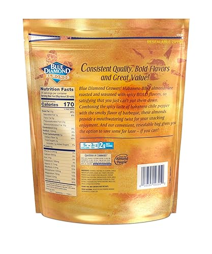 Miniatura 2 de Blue Diamond Almonds Frutos secos con sabor a barbacoa de habanero y ligeramente salados con bajo contenido de sodio