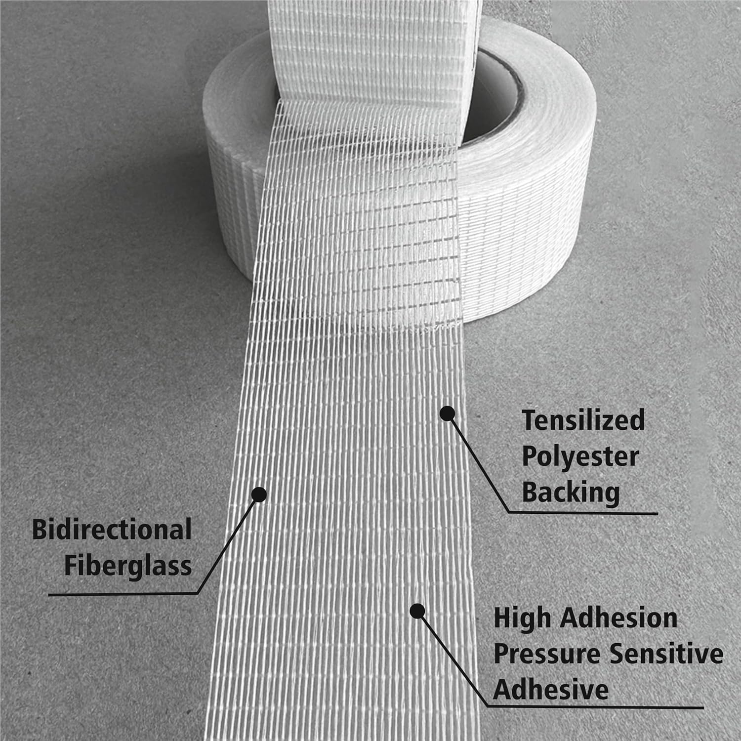 Filament Tape Bi-Directional Cross Weave, Fiberglass Reinforced Strapping Tape, Heavy Duty Industrial Packing & Palletizing, Strong Adhesive Shipping Tape 2" x 60 Yards - 4 Rolls