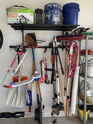 Miniatura 7 de StoreYourBoard Tool Pro Essential - Estante de garaje, organizador de equipos, colgador de montaje en pared con estante superior