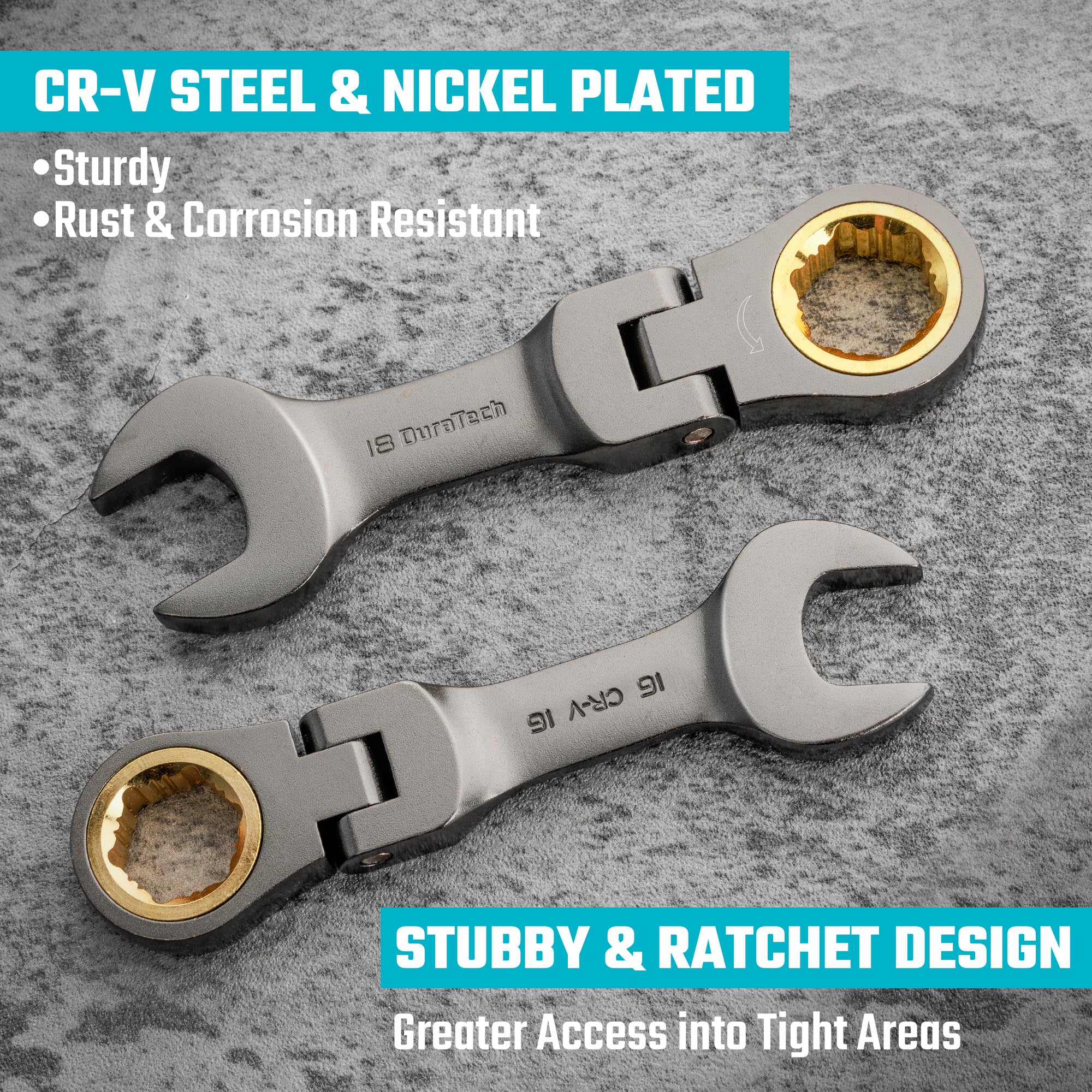 DURATECH Ratchet Wrenches - Tight Space Tool Set -5 DURATECH Ratchet Wrenches - Tight Space Tool Set -5
