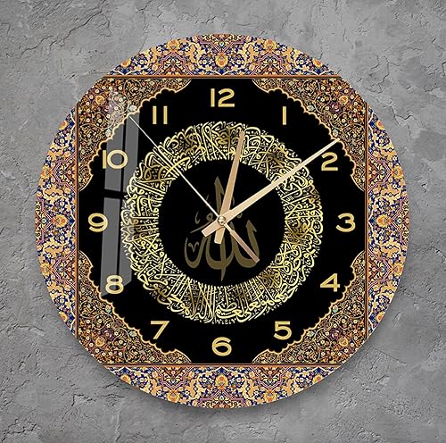 Miniatura 10 de Reloj de pared islámico de vidrio templado, arte de pared islámico para sala de estar, decoración de pared islámica, regalos Eid, decoración del