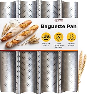 Eparé French Baguette Bread Pan for Baking - 15" x 13" Non Stick French Bread Baking Pan - Perforated Long Italian Bread Pan - Baquette Baking Pan Tool - US Company