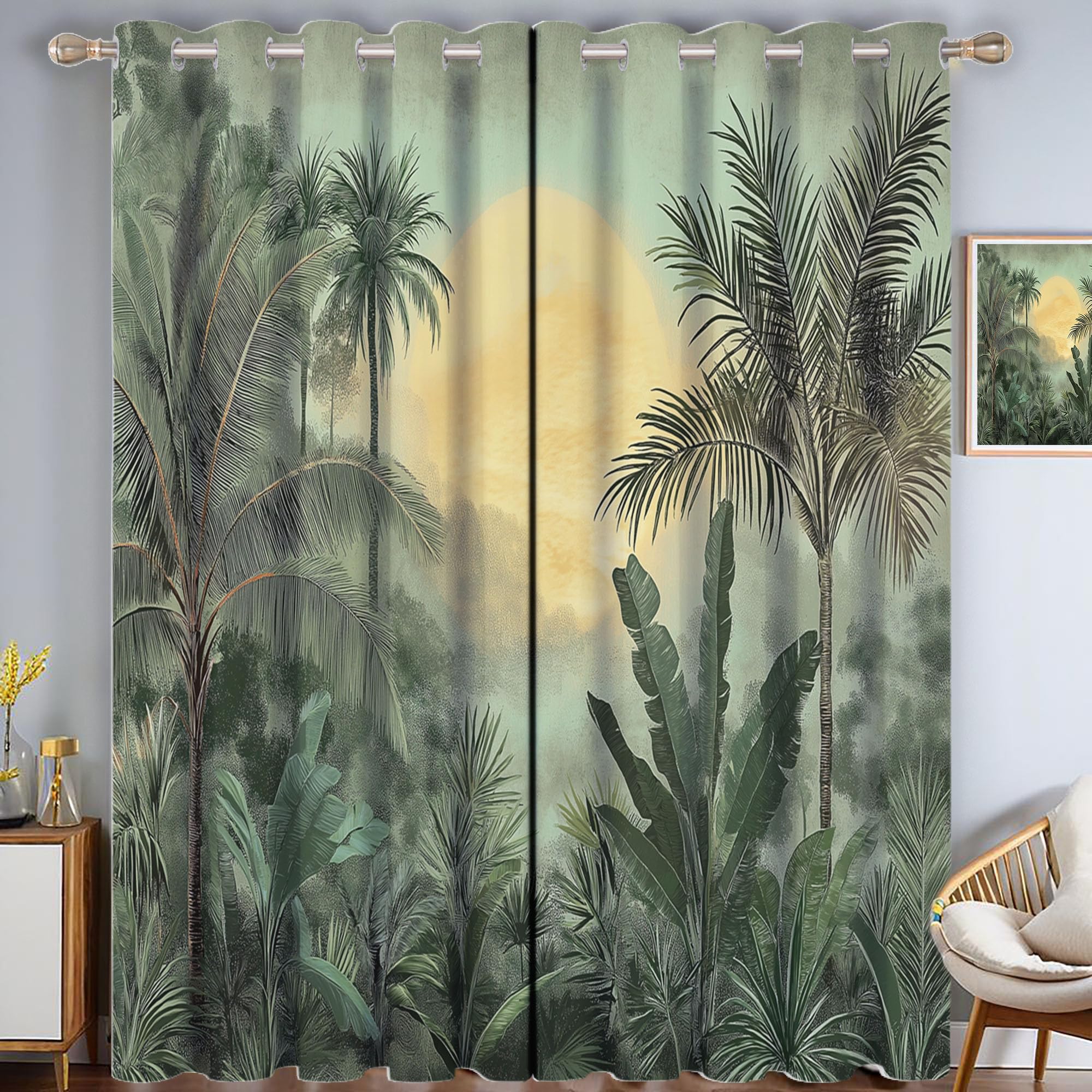 Rideaux de salon vintage coucher de soleil pour une ambiance bohème chic