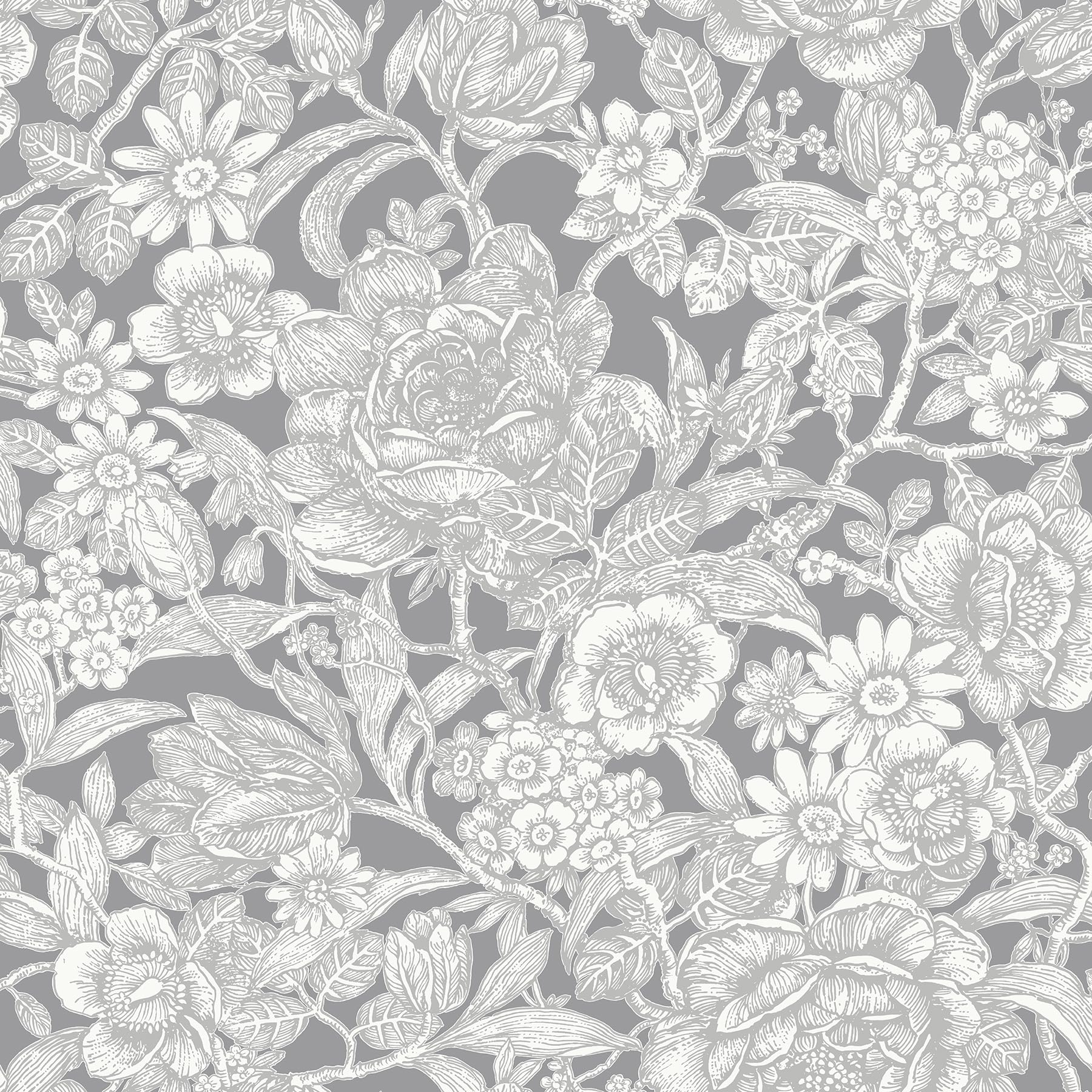 Crown Wallcoverings Wild Hedgerow Floral Trails Grey Washable Wallpaper M1188 5010213009764