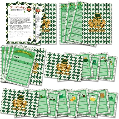 BEUFSE St' Patricks Day Friendly Feud Set Set de juegos de fiesta del día de San Patricio, juegos del día de San Patricio para adultos, prueba de