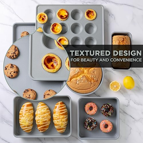 Miniatura 4 de Country Kitchen Juego de utensilios para hornear apilables antiadherentes, duradero, juego de hornear de fácil liberación, salvia, 6 piezas