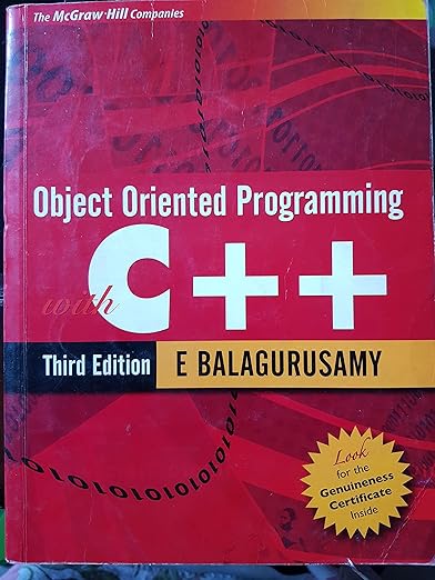 Object Oriented Programming with C++ 3rd edition by E Balagurusamy ...