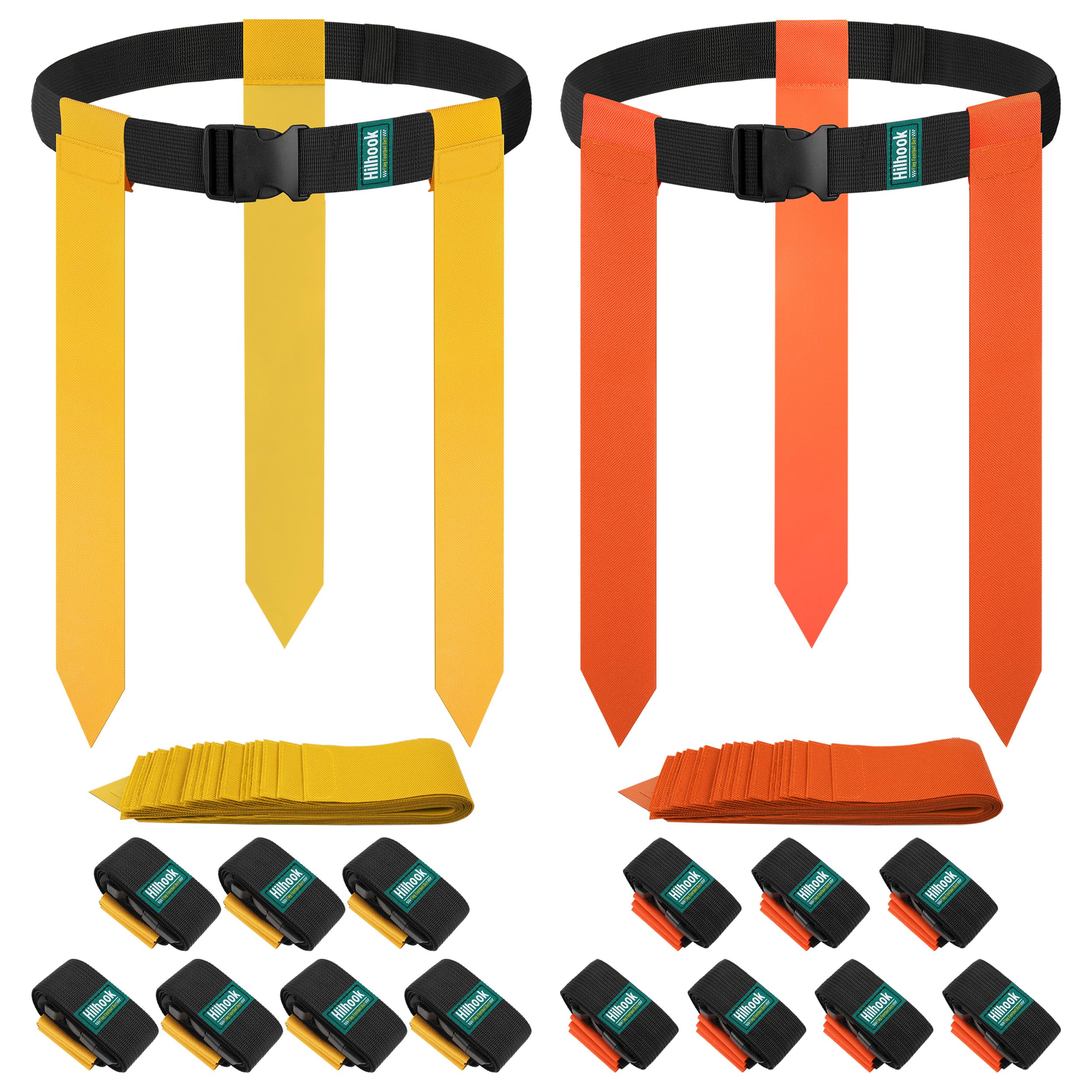 Hilhook Flag Football Belts, 14 Player Flag Football Set with 42 Flags for Kids Youth and Adults Training Equipment