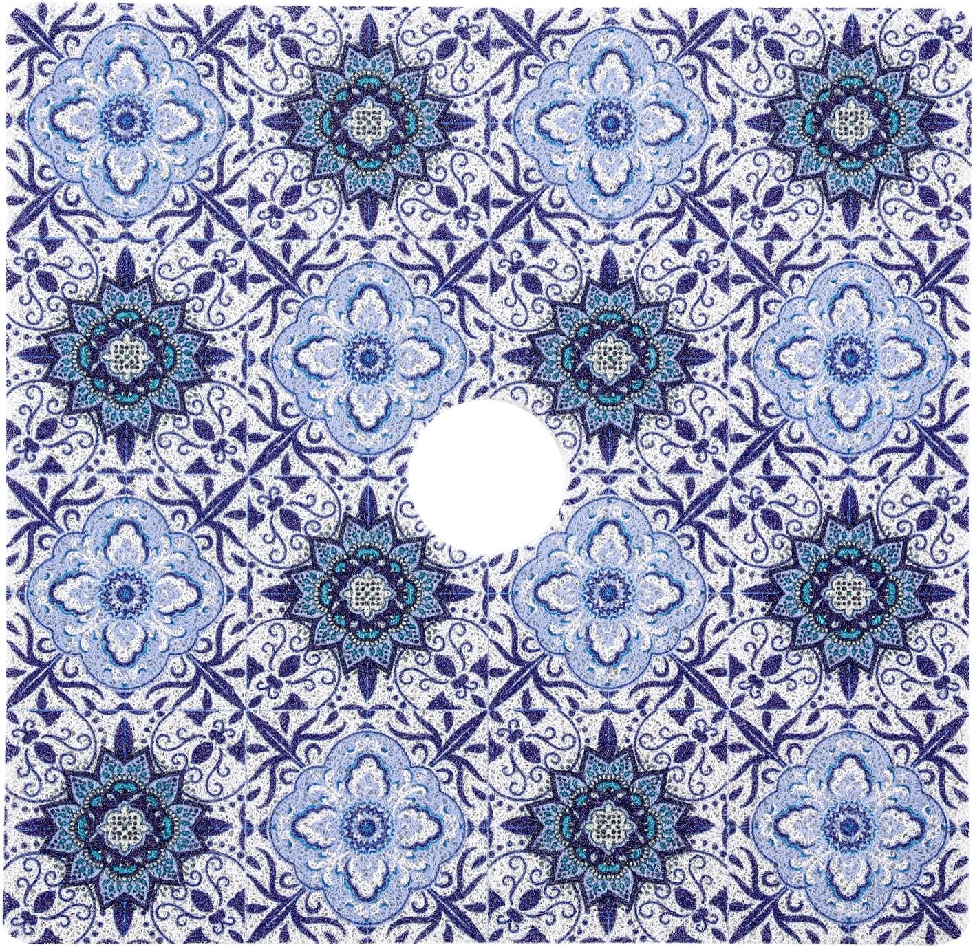 HOMBYS Square Shower Mat Non Slip 27x27 in,Shower Mat with Drain Hole in Middle,Shower Floor Mats for Inside Shower,PVC Loofah Shower Stall Mat,Secure in Shower Mat,Boho Bath Mats for Shower - Image 5