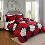 Marina Decoration Home Decor Bedding Comforters Bedroom Duvet Ensemble Soft Luxury Fluffy Goose Down Alternative Plush Boho 3 Piece Printed Comforter Set, Modern Green Leaves Pattern Queen/Full Size