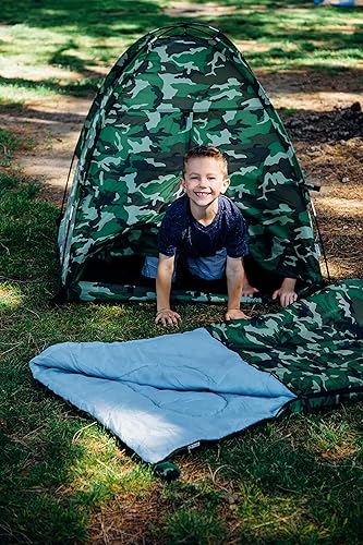 Miniatura 8 de Pacific Play Tents 23335 - Juego de tienda de campaña con cúpula de camuflaje verde para niños con saco de dormir y silla