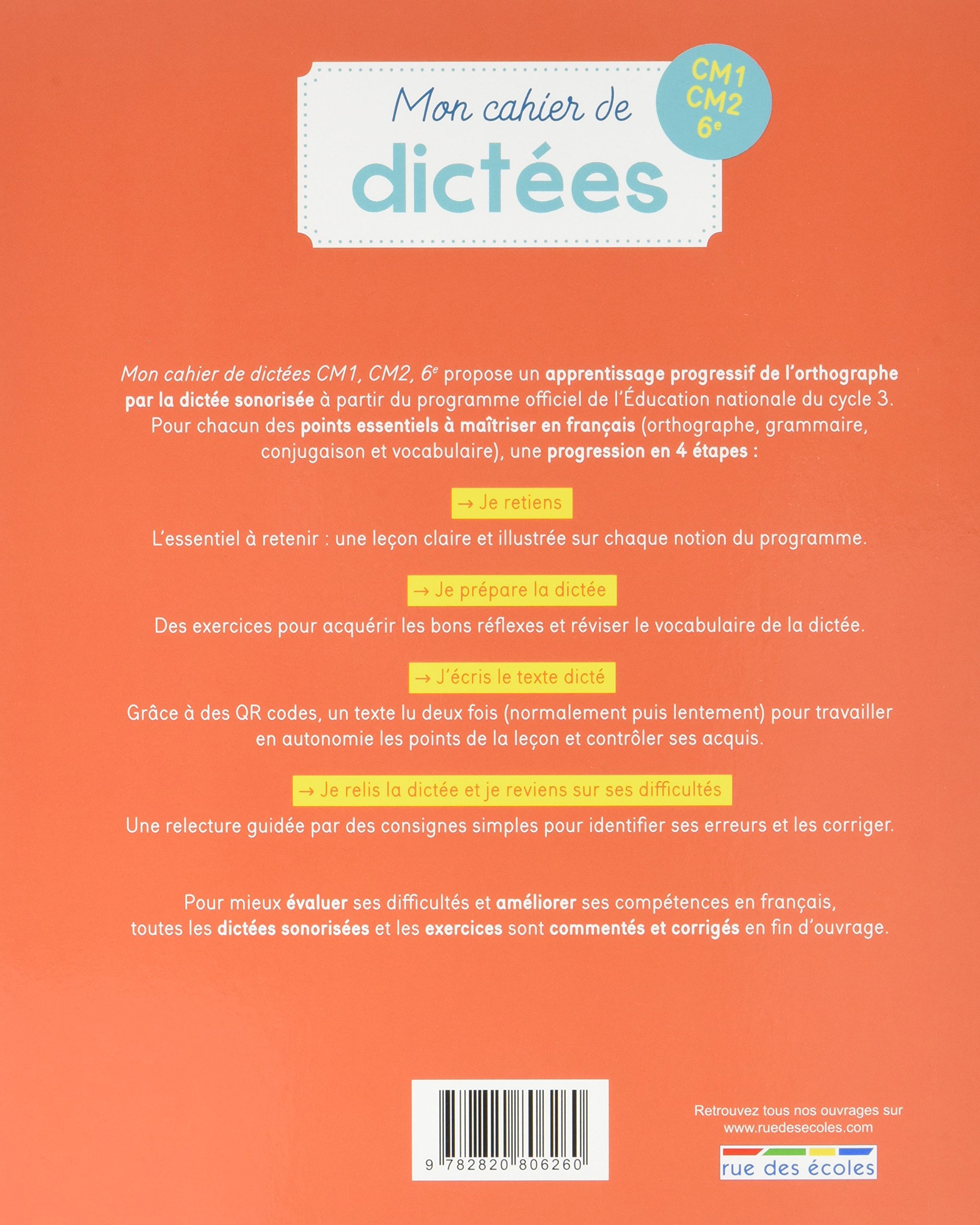Mon Cahier De Français 6ème Corrigé Mon cahier de dictées CM1/CM2/6e (cycle 3) : COLLECTIF: Amazon.ca: Books