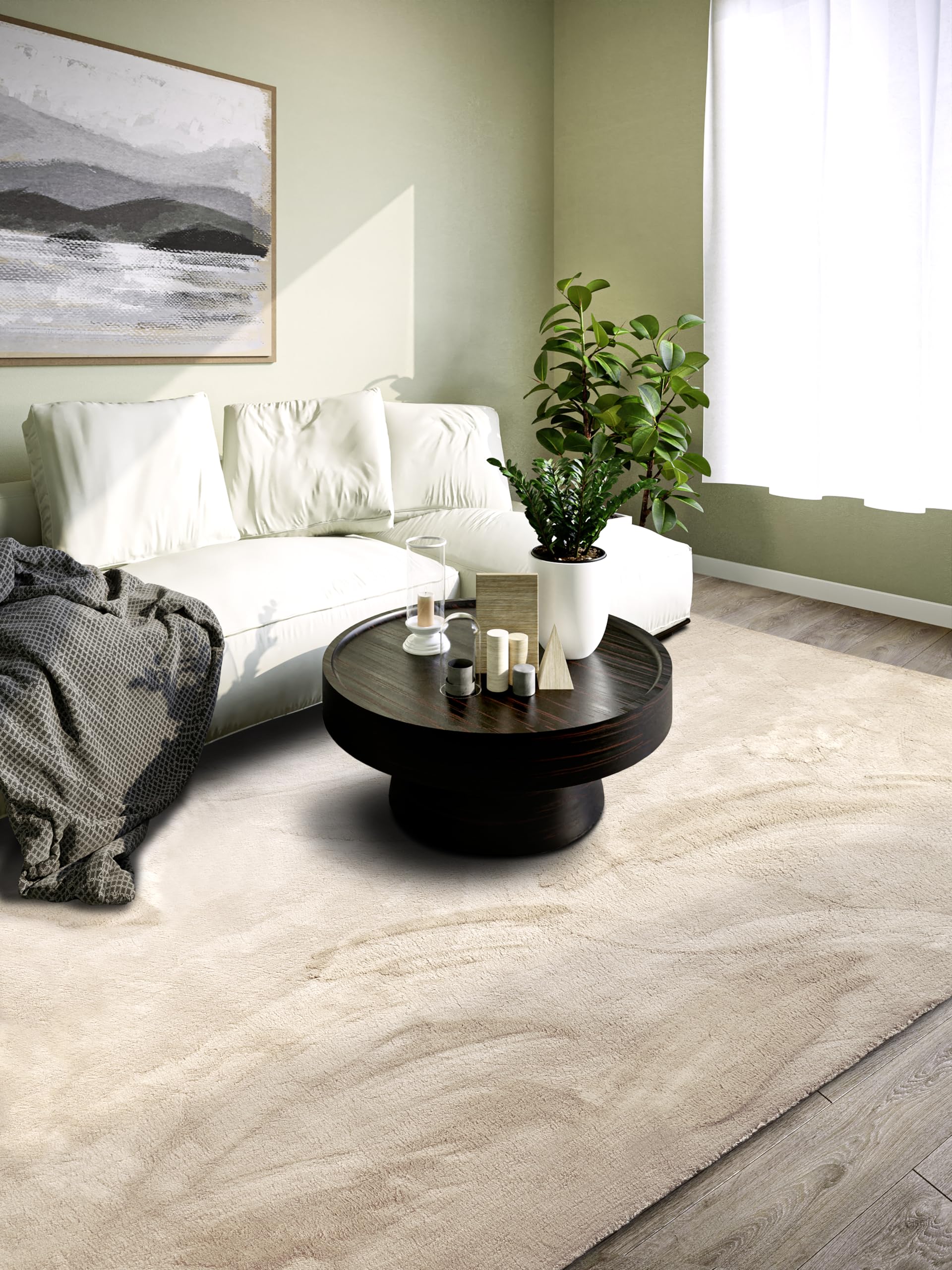 Villeroy & Boch Shaggy Teppich Leon - Flauschiger Hochflor Wohnzimmerteppich - Einfarbig Weich Pflegeleicht Langflor für Wohnzimmer Esszimmer, Schlafzimmer, Kunderzimmer - Creme, 200x290 cm