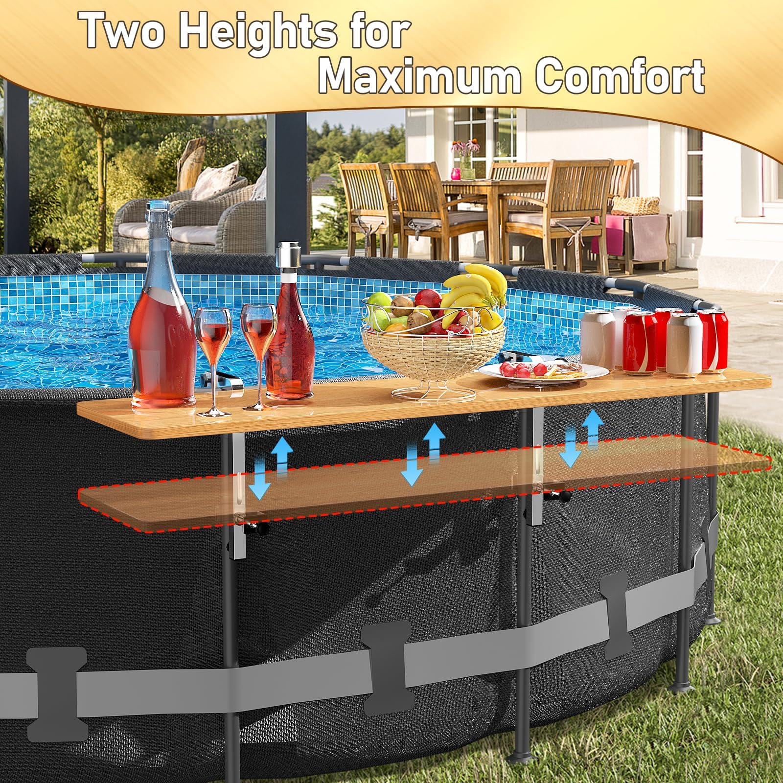 GFTIME Barra de piscina para Bestway, Intex sobre el suelo, redonda y ovalada, exclusivamente apto para rieles superiores de 9,4 cm o menos, barra de natación, estante de piscina sobre el suelo