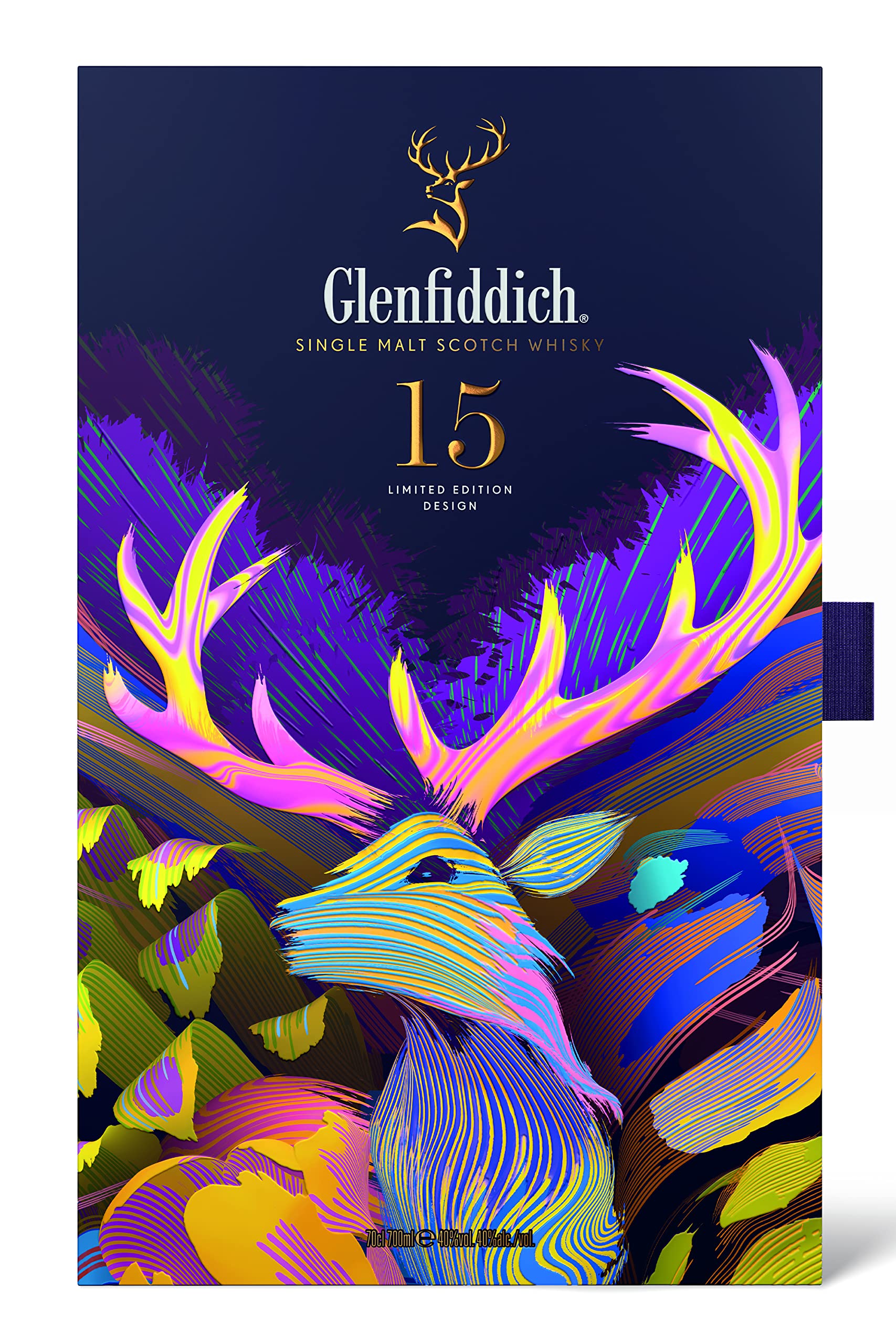 Glenfiddich 15 Jahre Single Malt Scotch Whisky Santtu Geschenkset mit Flachmann, 70cl