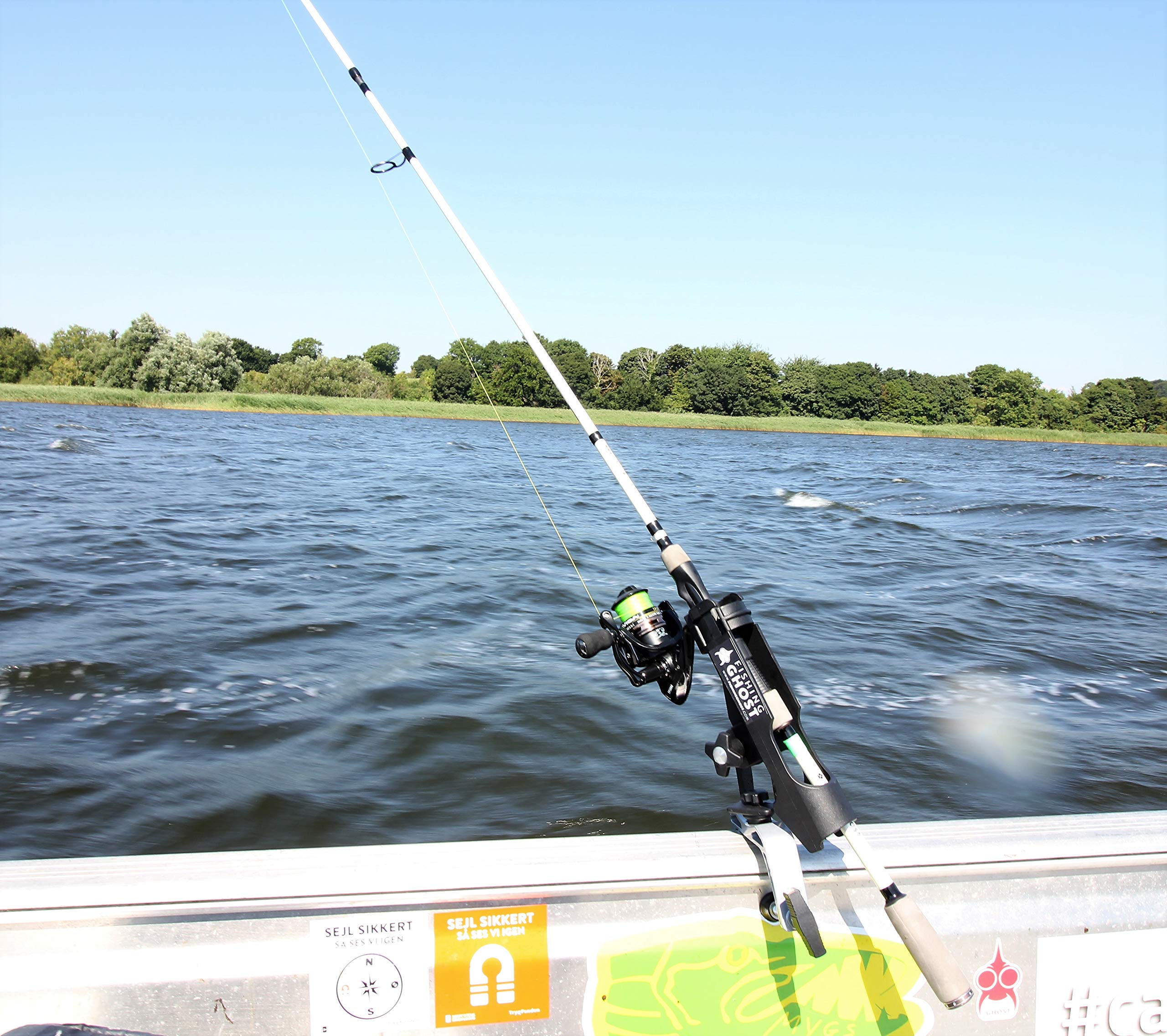FISHN Doppia Canna da Pesca - Barca da Pesca/Porta canne da Barca - Scuderia - Facile da maneggiare e Facile da Regolare - Rotazione di 360 Gradi - Canna da Pesca (2X)