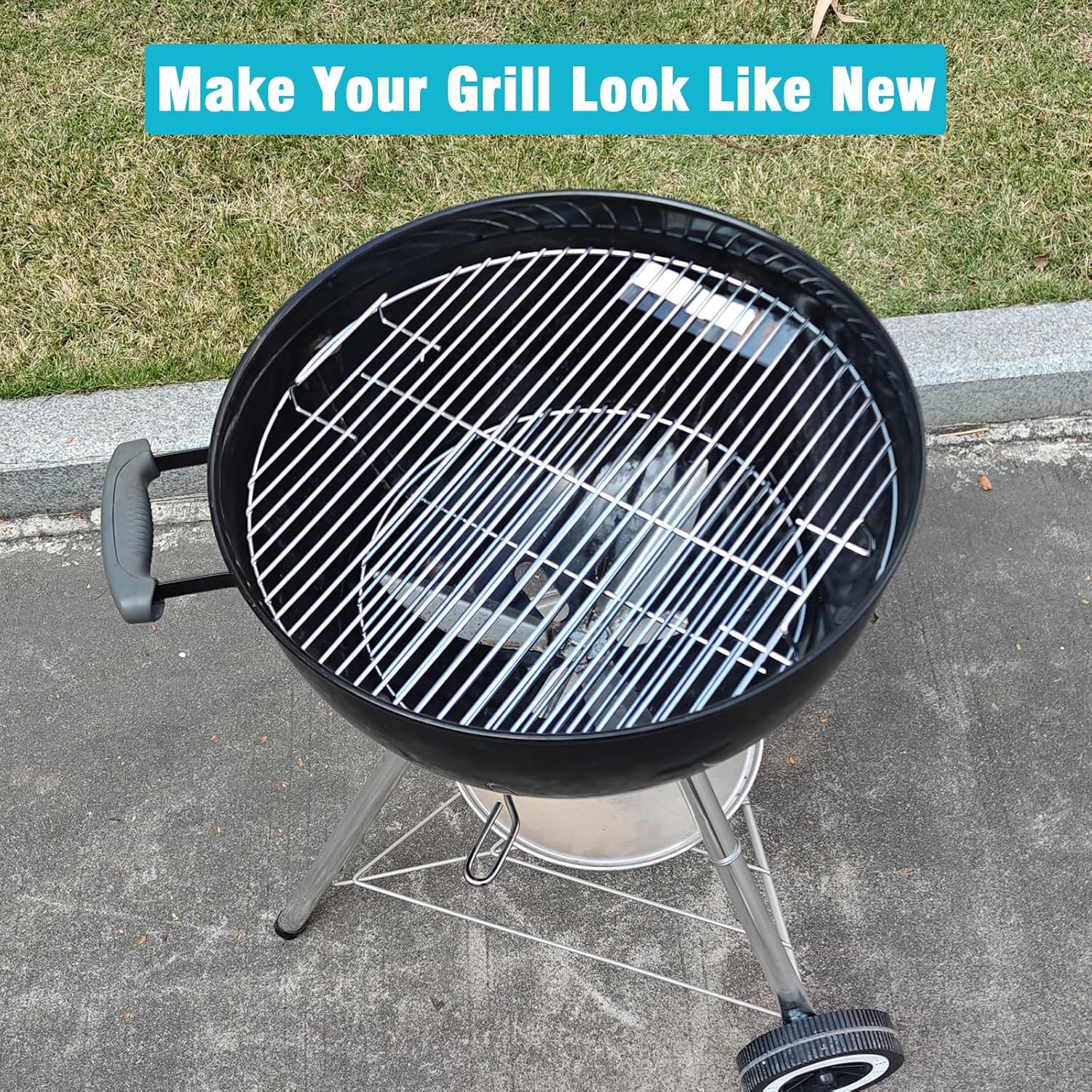 Hisencn 7432 Cooking Grate, 7440 Charcoal Grate for Weber 18.5 Inch One-Touch, Bar-B-Kettle, Smokey Mountain Cooker Smoker, Jumbo Joe, Original Kettle Grill, 17.5 inch Cooking Grate with 1 Thermometer