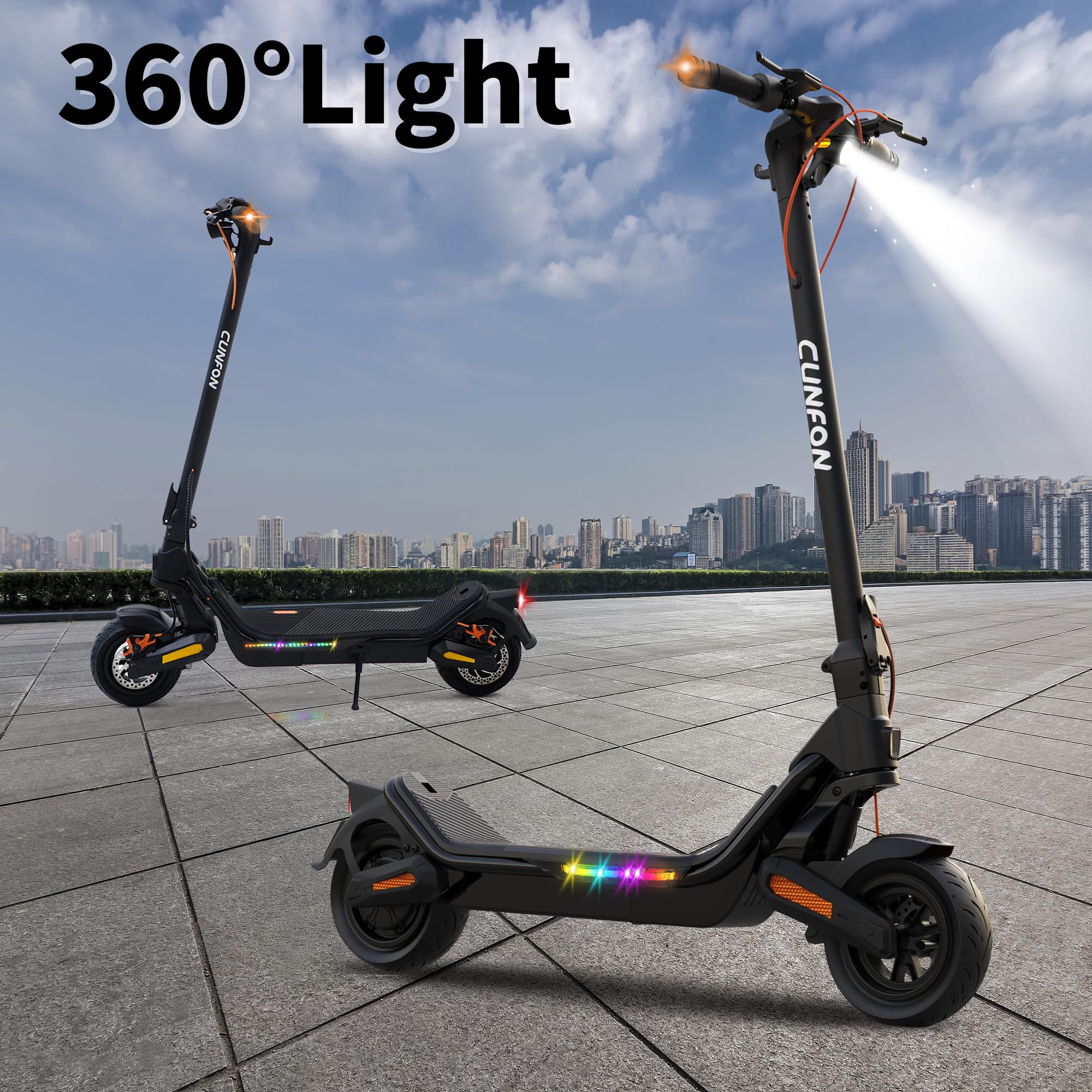 Trottinette Electrique Adulte, Moteur 1000W, Autonomie 45-55KM, Batterie 13 Ah, 9.5" Tout Terrain Trotinette Electrique Pliable, Double Amortisseurs, Double Frein, avec App