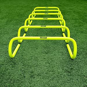 ZEEGO Round Speed Agility Hurdles | Football Running Fitness Speed Training Equipment | Sports Training Hurdles For Indoor & Outdoor Use | 3 Sizes - 6in, 9in & 12in - Pack Of 6