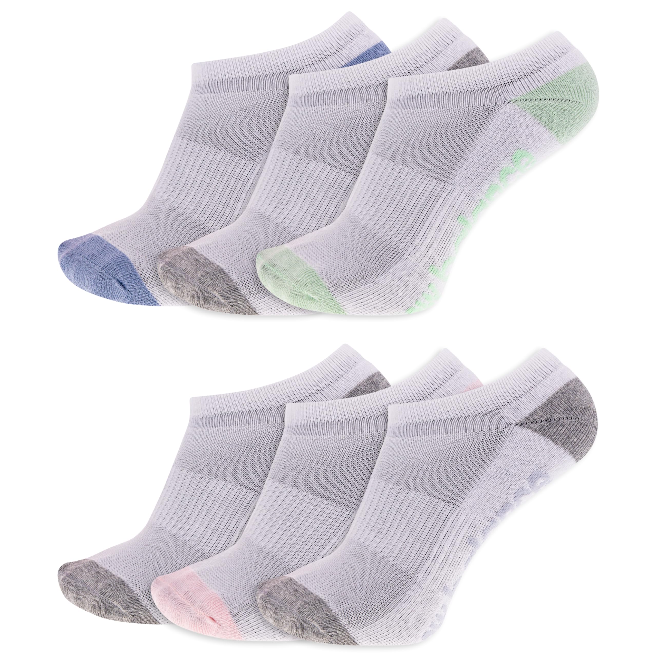 New Balance Performance Cushioned No Show 6 Pack Socks, White Assorted (6 Pair), M