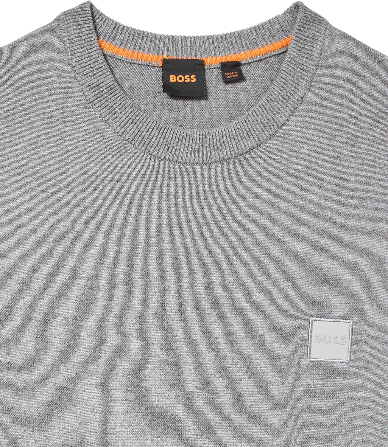 BOSS Men's Square Logo Cotton Blend Knit Sweater