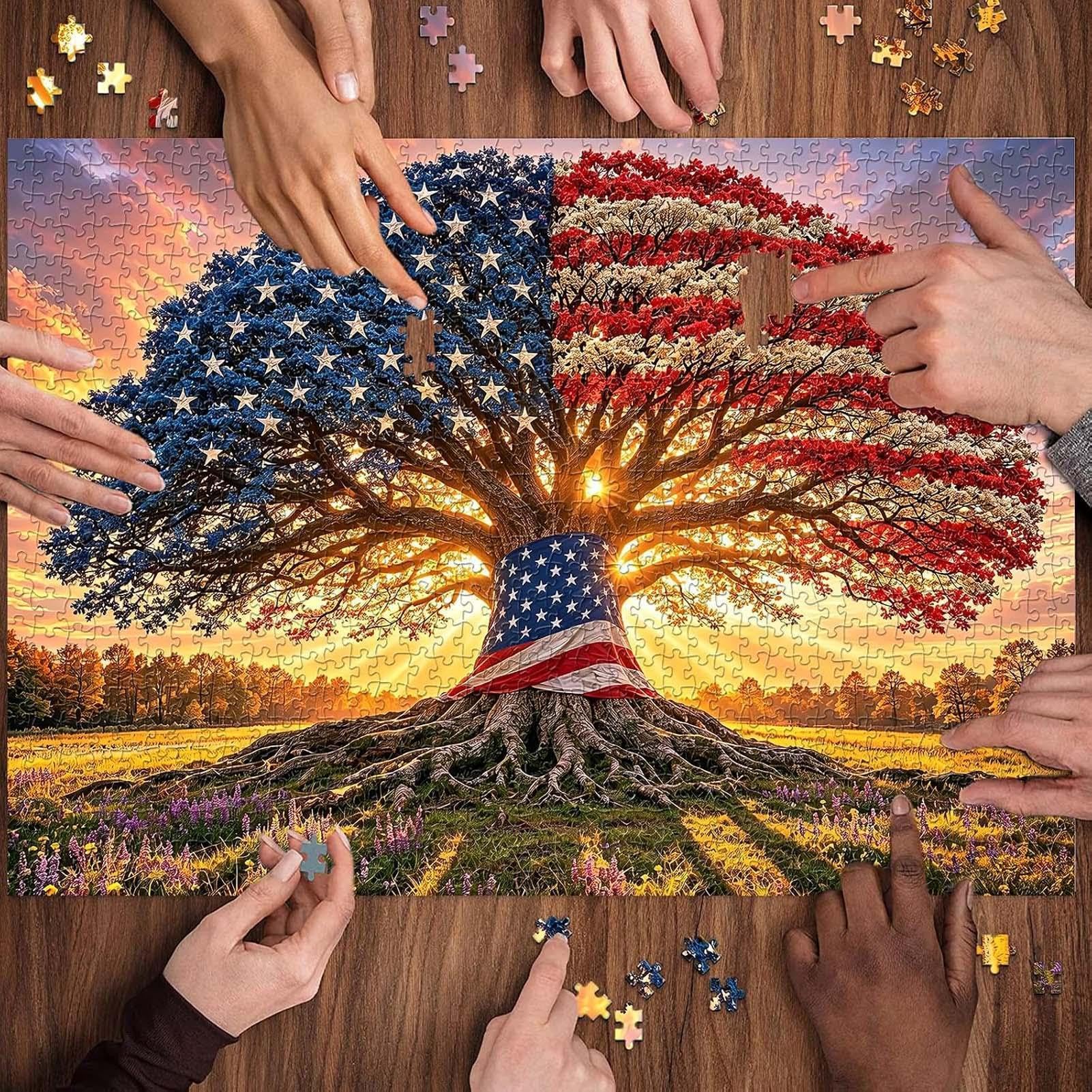 Puzzle Arbre Patriotique Paysage Patriotique 1000 Pièces