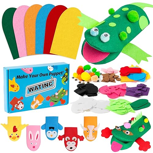WATINC 6Pcs Hand Puppet Making Kit, Art Craft Felt Sock