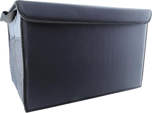 Miniatura 6 de Organizador plegable para automóvil, organizador de maletero y almacenamiento para automóvil, SUV, sedán (cuero-negro, 18.5 x 11.5 pulgadas)