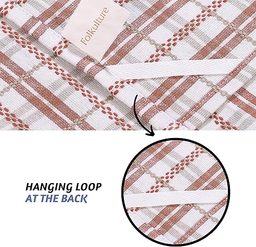 Miniatura 5 de Folkulture Juego de 4 toallas de cocina con lazo para colgar, 100% algodón reciclado para secar platos, paños de cocina de 28 x 20 pulgadas o