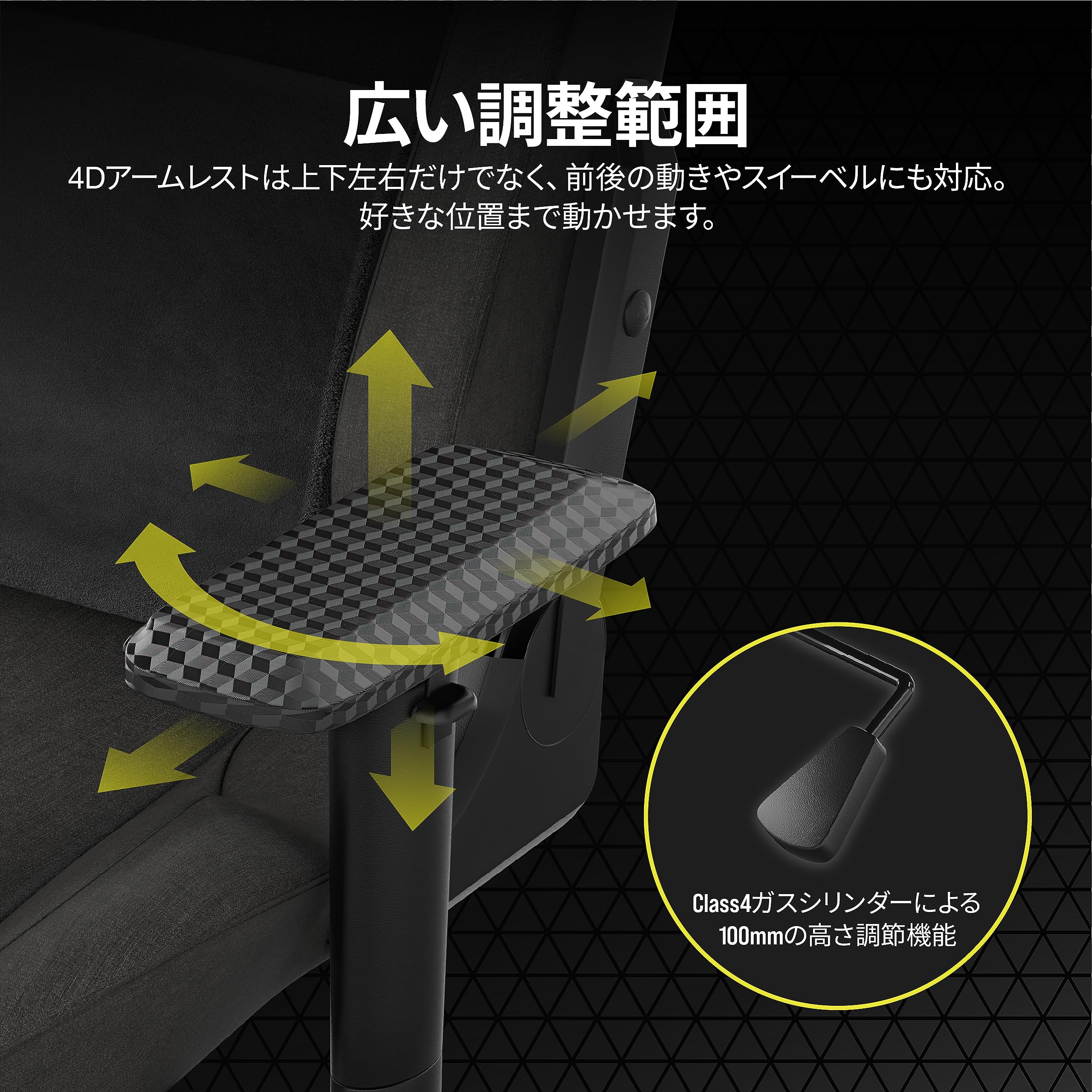 CORSAIR T-3 RUSH V2 Charcoal ‎ゲーミングチェア CF-9010057-WWサムネイル7