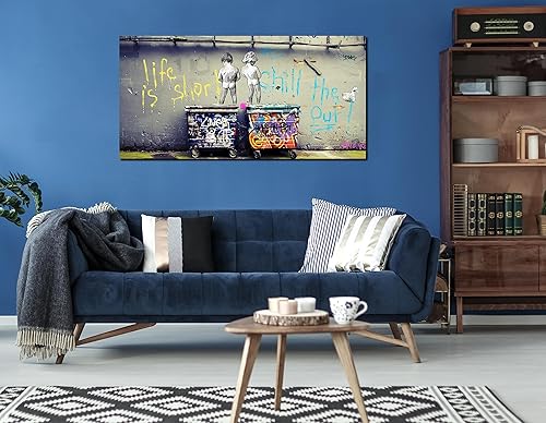 Miniatura 3 de JKWALL77 Arte de pared de graffiti  Arte abstracto grande para pared, lienzo para sala de estar, listo para colgar, tamaño 60 x 30 pulgadas