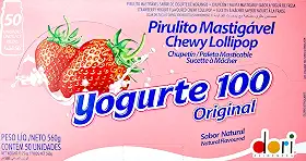 Pirulito Yogurte Mastigável Sabor Morango Dori 560g
