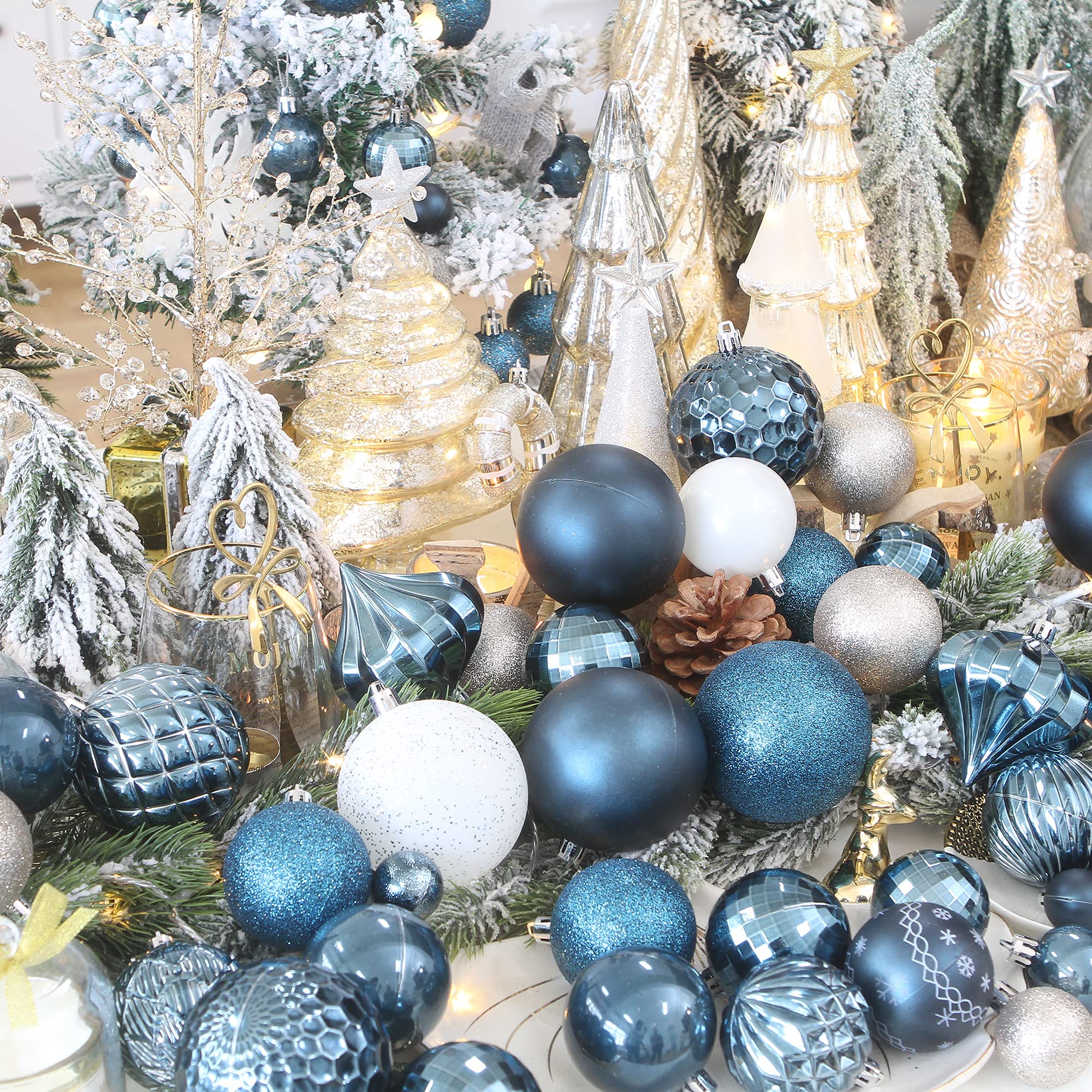 Sea Team 41-Pack Christmas Ball Ornaments with Strings, 40mm/1.57" Small Size Baubles, Shatterproof Plastic Christmas Bulbs - Image 4