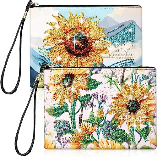 Geyoga 2 unidades de monederos de pintura de diamantes 5D DIY diamante pintura bolso de mano arte diamante bolso de mano bolsa de mano para mujeres