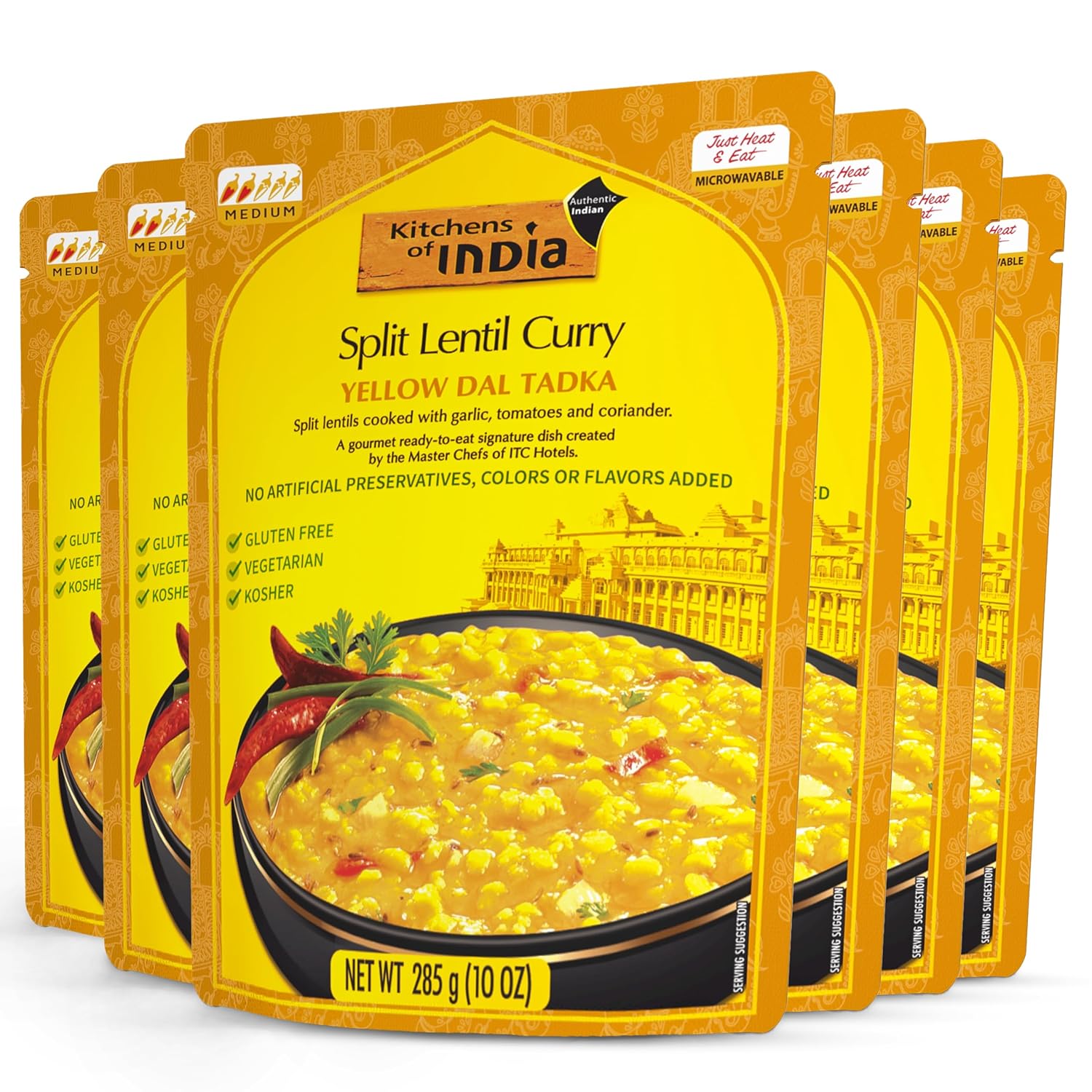 Kitchens Of India Ready To Eat Yellow Dal Tadka, Split Lentil Curry, 10-Ounce Boxes (Pack of 6)