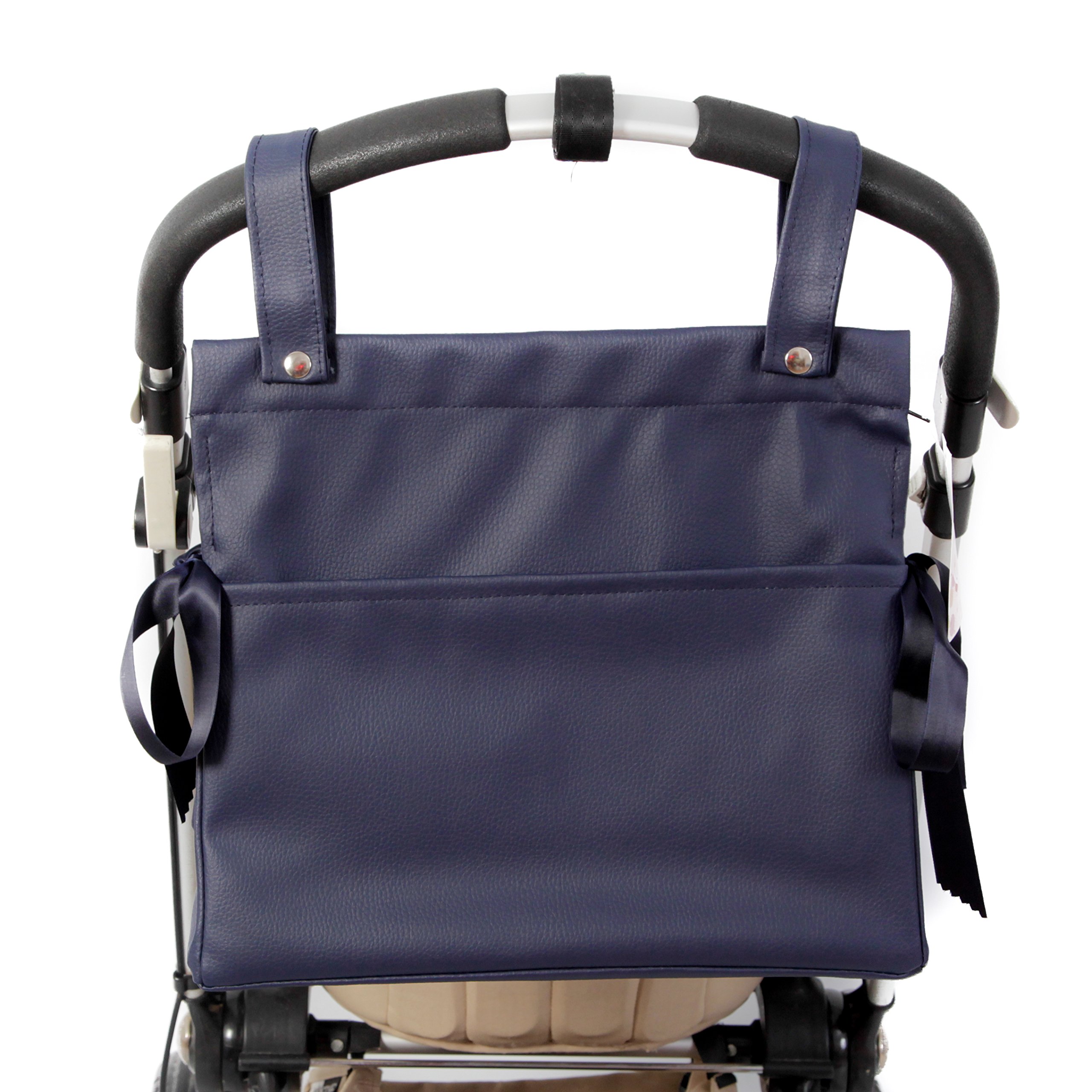 Danielstore Bolso Carro Bebe Bolso Organizador Bebé Bolso Maternidad para colgar al Carro con Dos Asas Cortas Talega Polipiel Carrito Bebe (Marino)