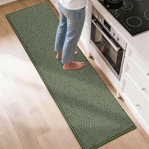 COSY HOMEER Kitchen Rugs 17" x 71" Washable Non Slip Kitchen Mats for Floor Absorbent Kitchen Carpet Stain Resistance Kitchens Runner Rugs for Kitchen,Sink Mat,Entrance,Green