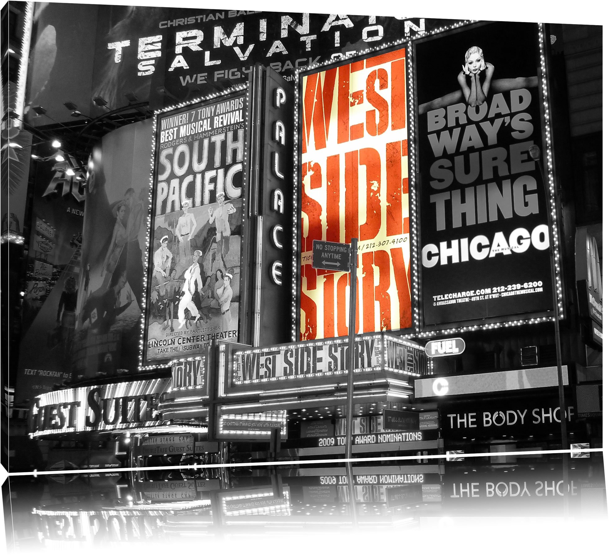 Pixxprint Programma della Famosa Broadway Stampa su Tela 120x80 cm Artistica murale