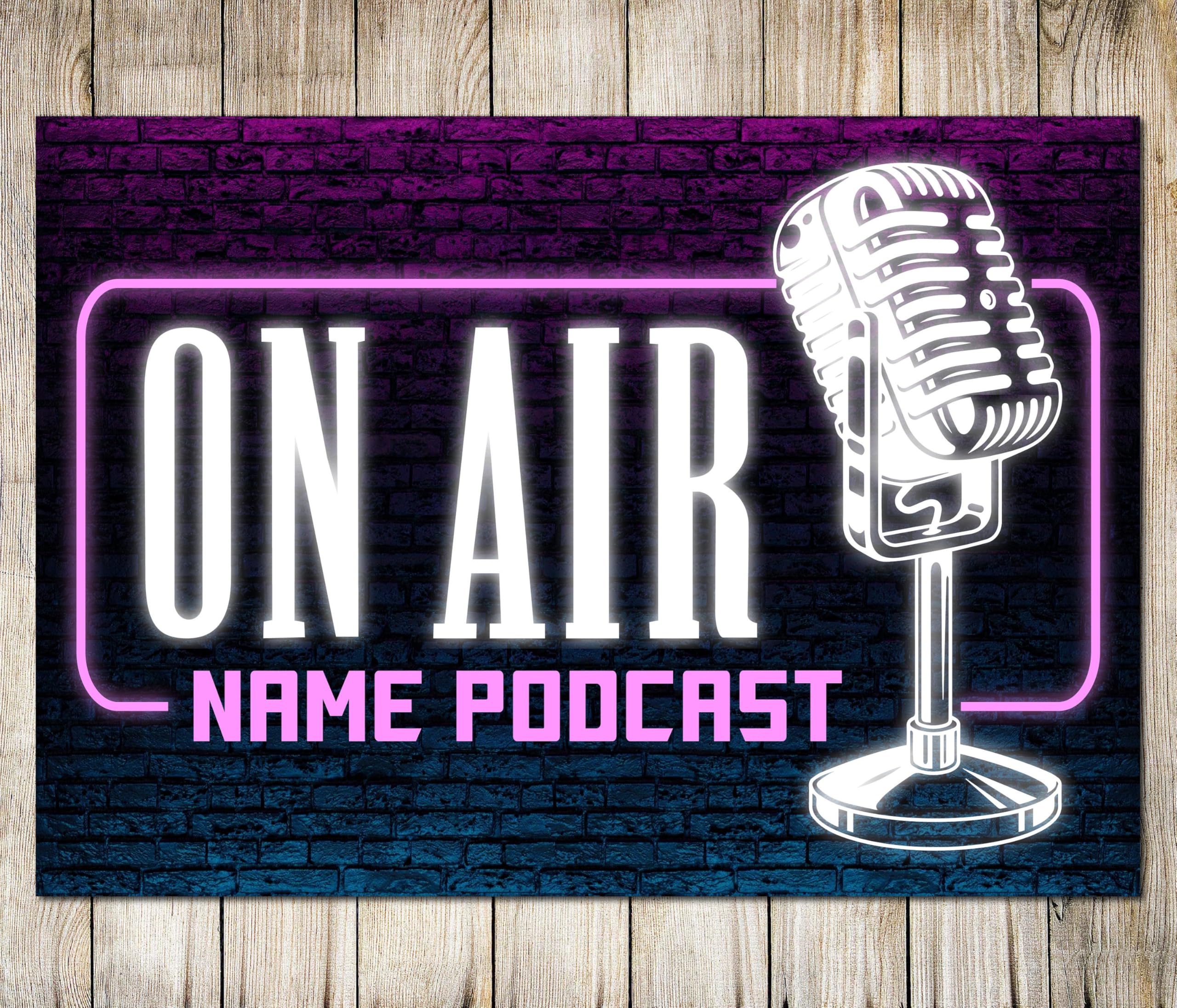 My Pixel Print Metal Personalised Neon Effect On Air Sign Podcast Music Film Room Home Studio Plaque