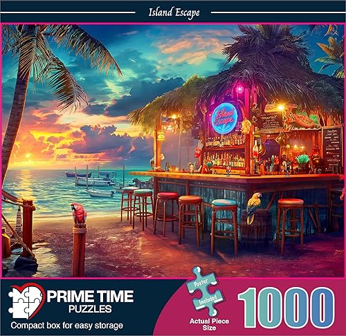 Miniatura 2 de Rompecabezas de 1000 piezas para adultos, bar en la playa al atardecer, rompecabezas desafiante perfecto para noches de juego, rompecabezas de 1000