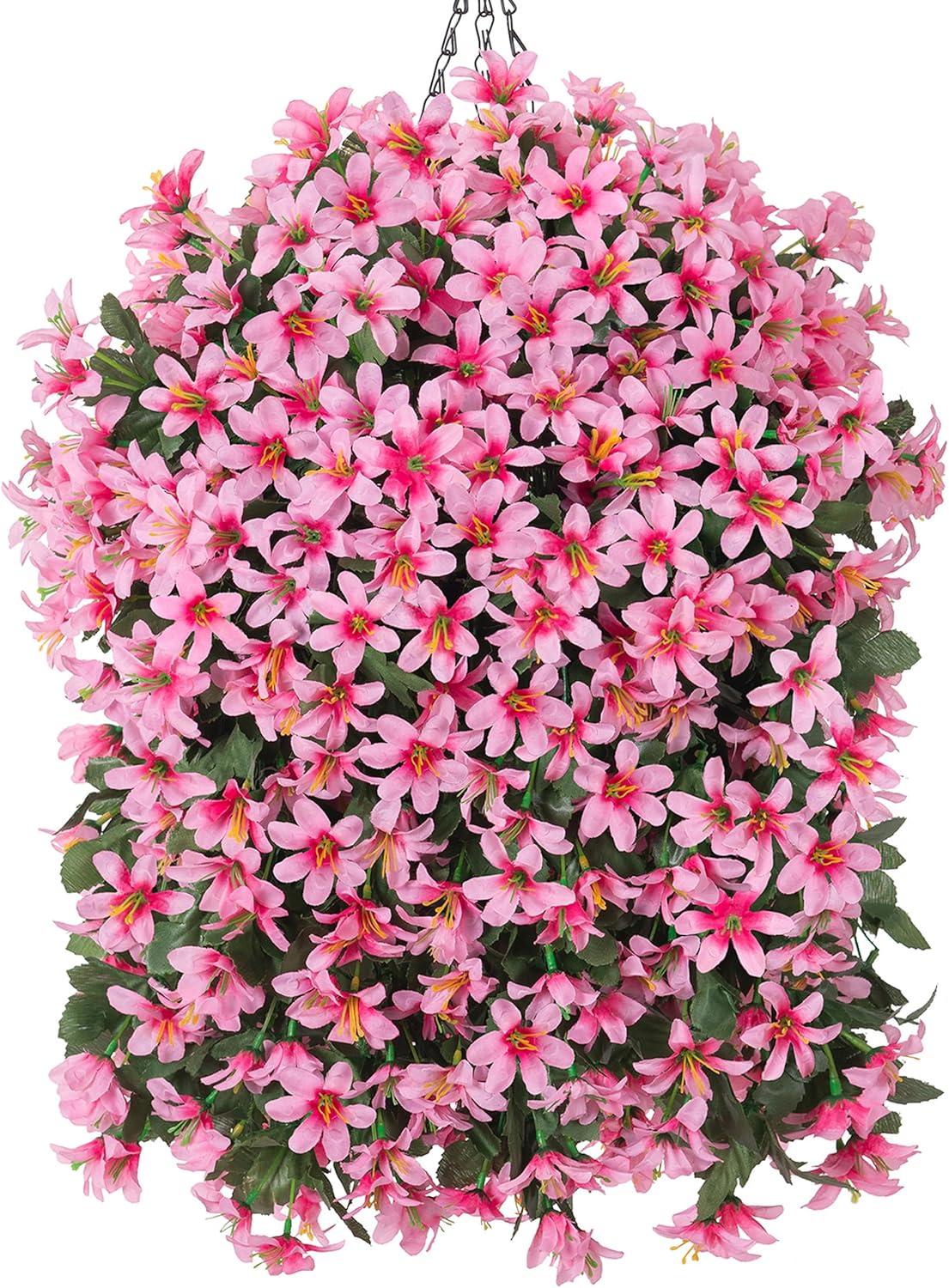 Hoppwodd Artificial Flower for Outdoors 4pcs Fake Lily Hanging Flower Baskets for Outside UV Resistant Silk Faux Long Trailing Vines for Garden Porch Patio, Pink