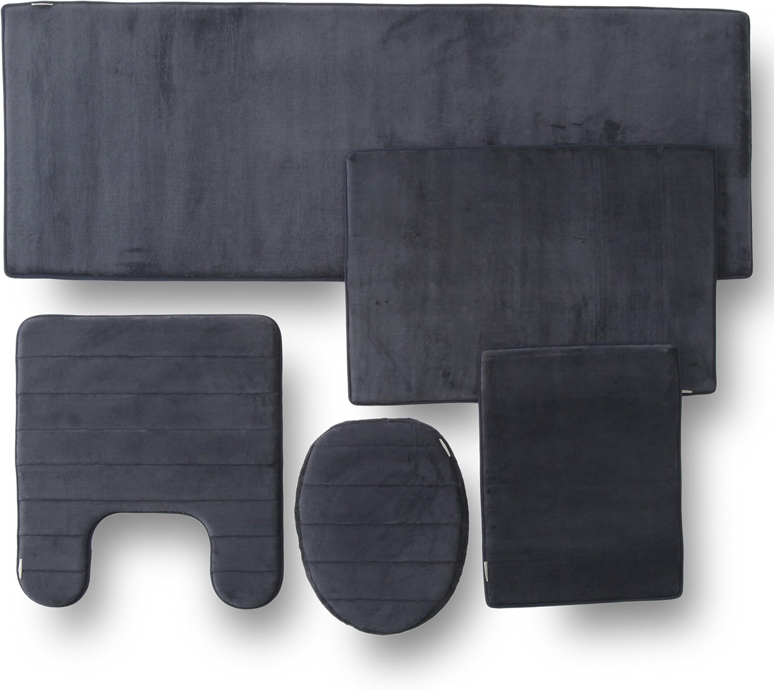 5PC MEMORY FOAM BATHROOM SET COMBO - MIDNIGHT BLUE