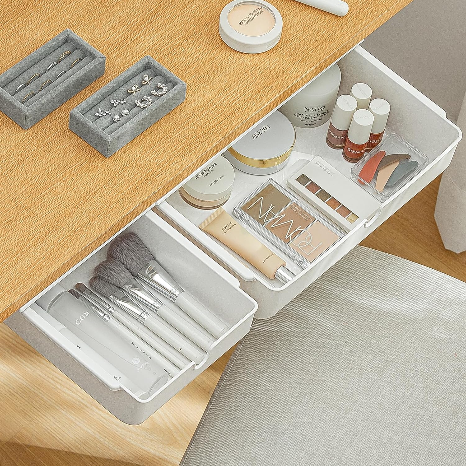 PAVSTINE Under Desk Drawer, 2 Pack Attachable Under Desk