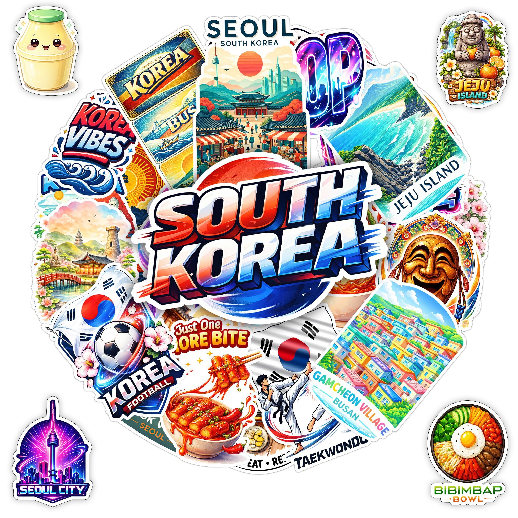 Calcomanías impermeables de vinilo coreano de Seúl y Busan para coche