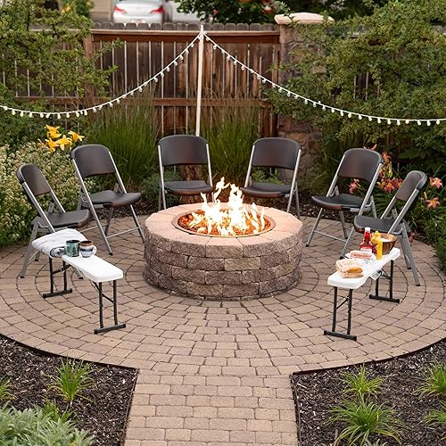 Miniatura 10 de LIFETIME 80844 Sillas plegables de grado comercial, paquete de 6, color negro Negro -,Granito blanco,Almendra,Negro/Plata,Gris